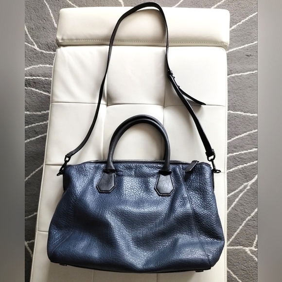 Michael Kors Pebbled Leather Two Tone Satchel Convertible Crossbody Bag - Picture 3 of 16